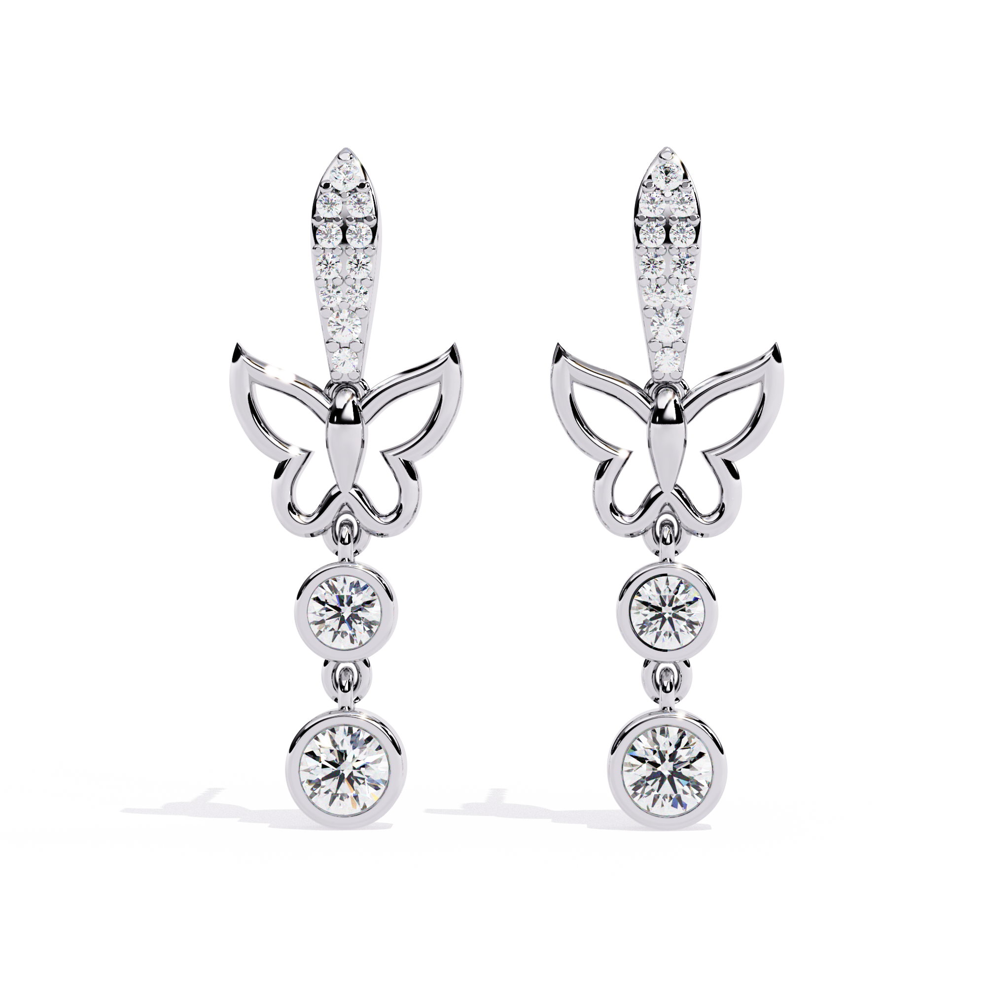 Buy Natural Diamond Butterfly Bloom Earrings | Solitairekart